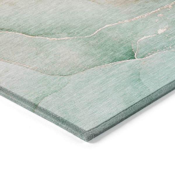 Homeroots 8' Runner Stylish Green Abstract Washable Non-skid Indoor/Outdoor Rug For Kids And Pets’ Spaces 9' X 12' Polyester 559845