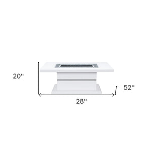 Homeroots 52" Luxurious White Wood & Faux Crystal Pedestal Coffee Table – Glamorous Accent For Any Room   559847