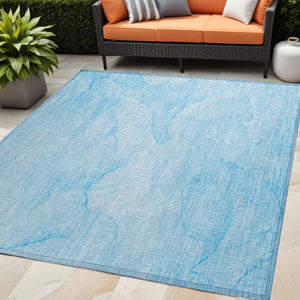 Homeroots 5' X 8' Blue Abstract Washable Non Skid Indoor Outdoor Area Rug Blue Polyester 559852