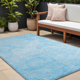 Homeroots 8' X 10' Blue Abstract Washable Non Skid Indoor Outdoor Area Rug Blue Polyester 559854