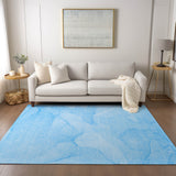 Homeroots 10' X 14' Blue Abstract Washable Non Skid Indoor Outdoor Area Rug Blue Polyester 559856