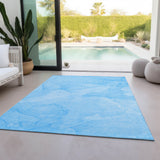 Homeroots 10' X 14' Blue Abstract Washable Non Skid Indoor Outdoor Area Rug Blue Polyester 559856