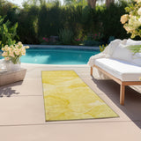 Homeroots 2' X 8' Gold Abstract Washable Non Skid Indoor Outdoor Runner Rug Gold Polyester 559858