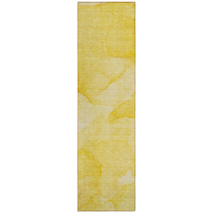 Homeroots 2' X 8' Gold Abstract Washable Non Skid Indoor Outdoor Runner Rug Gold Polyester 559858