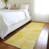 Homeroots 2' X 8' Gold Abstract Washable Non Skid Indoor Outdoor Runner Rug Gold Polyester 559858