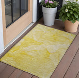 Homeroots 3' X 5' Gold Abstract Washable Non Skid Indoor Outdoor Area Rug Gold Polyester 559860