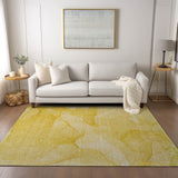 Homeroots 3' X 5' Gold Abstract Washable Non Skid Indoor Outdoor Area Rug Gold Polyester 559860