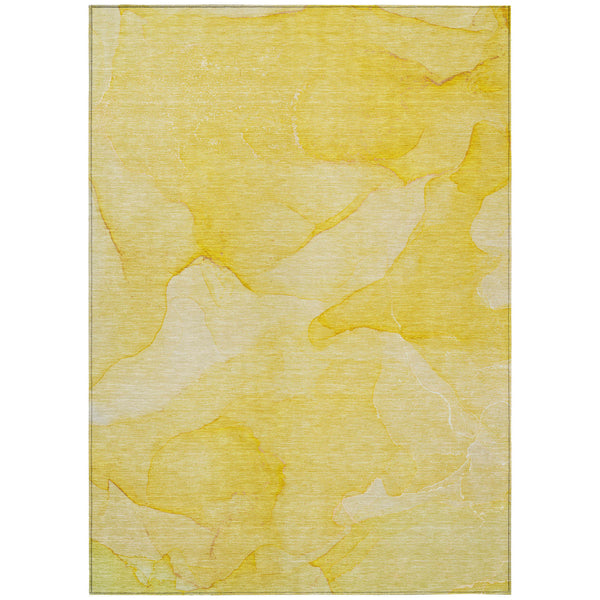 Homeroots 5' X 8' Gold Abstract Washable Non Skid Indoor Outdoor Area Rug Gold Polyester 559861