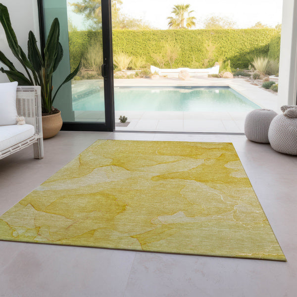 Homeroots 5' X 8' Gold Abstract Washable Non Skid Indoor Outdoor Area Rug Gold Polyester 559861