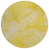 Homeroots 8' Round Gold Abstract Washable Non Skid Indoor Outdoor Area Rug Gold Polyester 559862