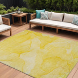 Homeroots 8' X 10' Gold Abstract Washable Non Skid Indoor Outdoor Area Rug Gold Polyester 559863