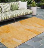 Homeroots 2' X 8' Orange Abstract Washable Non Skid Indoor Outdoor Runner Rug Orange Polyester 559867