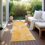 Homeroots 2' X 8' Orange Abstract Washable Non Skid Indoor Outdoor Runner Rug Orange Polyester 559867