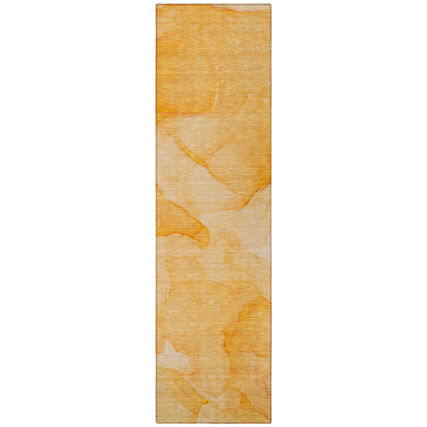 Homeroots 2' X 8' Orange Abstract Washable Non Skid Indoor Outdoor Runner Rug Orange Polyester 559867