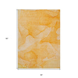 Homeroots 3' X 5' Orange Abstract Washable Non Skid Indoor Outdoor Area Rug Orange Polyester 559869