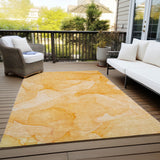 Homeroots 3' X 5' Orange Abstract Washable Non Skid Indoor Outdoor Area Rug Orange Polyester 559869