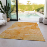 Homeroots 3' X 5' Orange Abstract Washable Non Skid Indoor Outdoor Area Rug Orange Polyester 559869