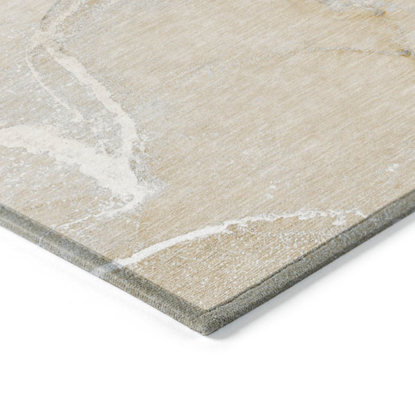 HomeRoots 5' Beige Abstract Area Rug - Washable Indoor Outdoor Design for Elegant, Durable, and Easy Care Living 5' X 8' 559879