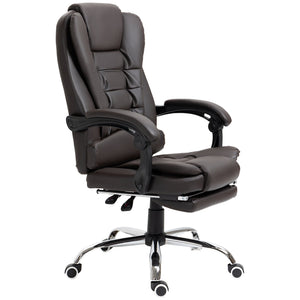 English Elm HOMCOM Ergonomic High Back Executive Office Chair with Recline, Retractable Footrest & Lumbar Support Coffee W2225P200603