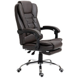 English Elm Homcom High Back Ergonomic Executive Office Chair, Pu Leather Computer Chair With Retractable Footrest, Lumbar Support, Padded Headrest and Armrest, Coffee