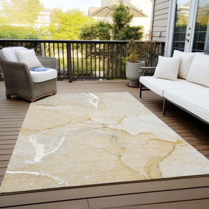 HomeRoots 5' Beige Abstract Area Rug - Washable Indoor Outdoor Design for Elegant, Durable, and Easy Care Living 8' X 10' 559881