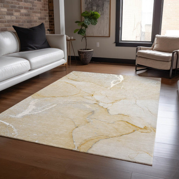 HomeRoots 5' Beige Abstract Area Rug - Washable Indoor Outdoor Design for Elegant, Durable, and Easy Care Living 8' X 10' 559881