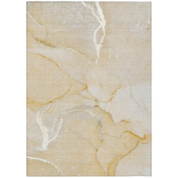 HomeRoots 5' Beige Abstract Area Rug - Washable Indoor Outdoor Design for Elegant, Durable, and Easy Care Living 9' X 12' 559882