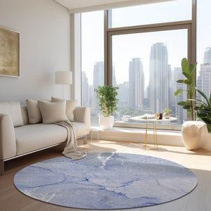 HomeRoots 5' Beige Abstract Area Rug - Washable Indoor Outdoor Design for Elegant, Durable, and Easy Care Living 8' Round 559889