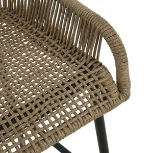 English Elm Christopher Knight Home® - La La Push outdoor rope bar stool set of 2 — brown woven polyester seat with rust‑resistant black iron frame Black+Brown N775P176900L