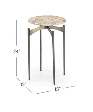 Basset Mirror Thea Accent Table - Modern Italian Marble Top With Antique Nickel Base For Elegant Home Decor Brown Metal,Marble 5599-lr-223