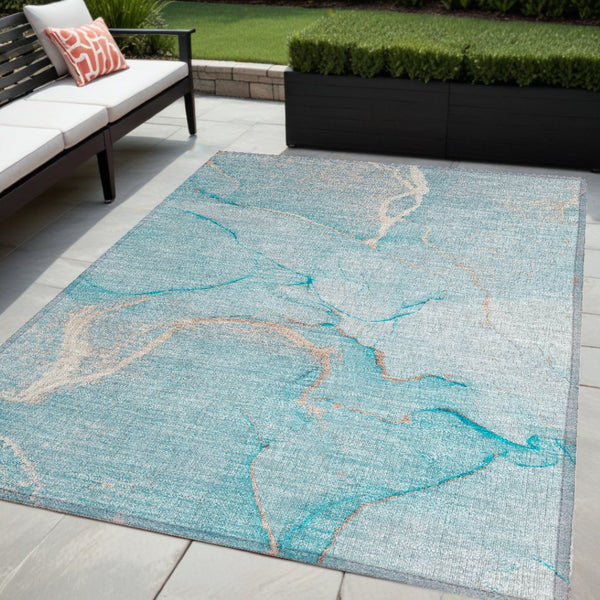 HomeRoots 5' Beige Abstract Area Rug - Washable Indoor Outdoor Design for Elegant, Durable, and Easy Care Living 5' X 8' 559906