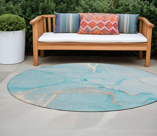 HomeRoots 5' Beige Abstract Area Rug - Washable Indoor Outdoor Design for Elegant, Durable, and Easy Care Living 8' X 8' 559907