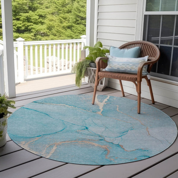 HomeRoots 5' Beige Abstract Area Rug - Washable Indoor Outdoor Design for Elegant, Durable, and Easy Care Living 8' X 8' 559907