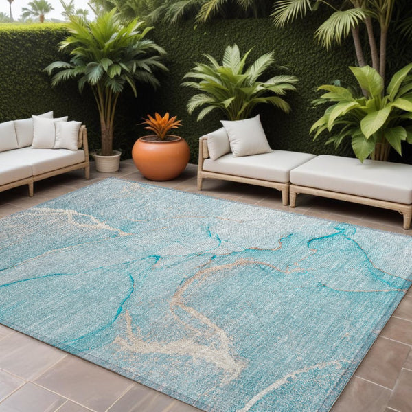 HomeRoots 5' Beige Abstract Area Rug - Washable Indoor Outdoor Design for Elegant, Durable, and Easy Care Living 8' X 10' 559908