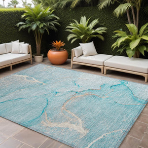 HomeRoots 5' Beige Abstract Area Rug - Washable Indoor Outdoor Design for Elegant, Durable, and Easy Care Living 9' X 12' 559909