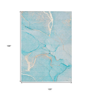 HomeRoots 5' Beige Abstract Area Rug - Washable Indoor Outdoor Design for Elegant, Durable, and Easy Care Living 10' X 14' 559910