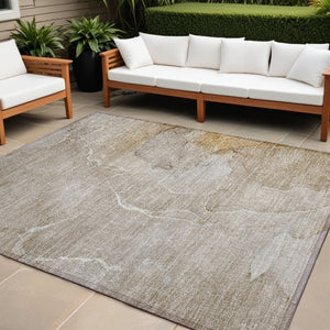 HomeRoots 5' Beige Abstract Area Rug - Washable, Non-Skid Design for Indoor & Outdoor Use, Easy Care & Stylish 9' X 12' 559918