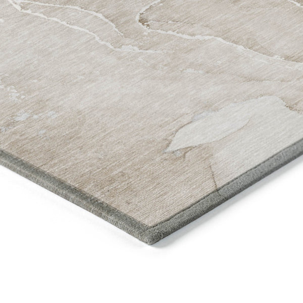 HomeRoots 5' Beige Abstract Area Rug - Washable, Non-Skid Design for Indoor & Outdoor Use, Easy Care & Stylish 10' X 14' 559919
