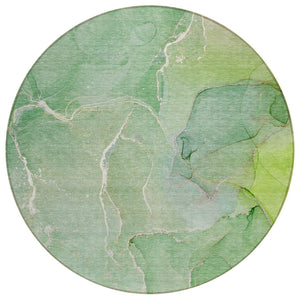 HomeRoots 5' Beige Abstract Area Rug - Washable, Non-Skid Design for Indoor & Outdoor Use, Easy Care & Stylish 8' Round 559925