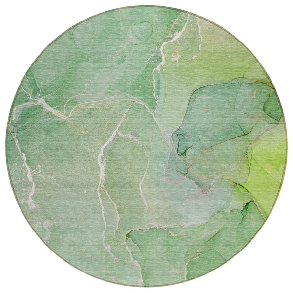 HomeRoots 5' Beige Abstract Area Rug - Washable, Non-Skid Design for Indoor & Outdoor Use, Easy Care & Stylish 8' Round 559925