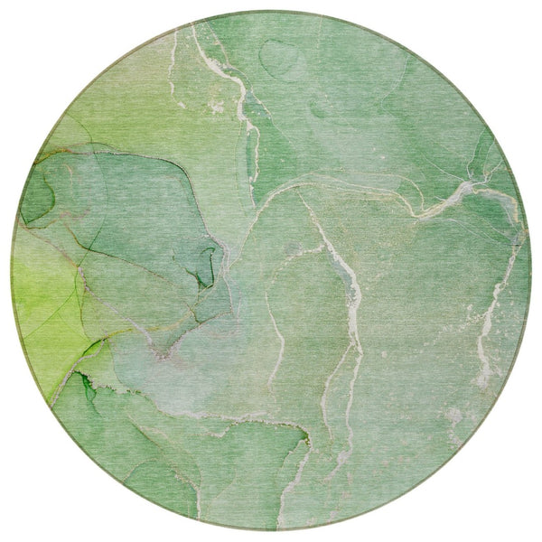 HomeRoots 5' Beige Abstract Area Rug - Washable, Non-Skid Design for Indoor & Outdoor Use, Easy Care & Stylish 8' Round 559925