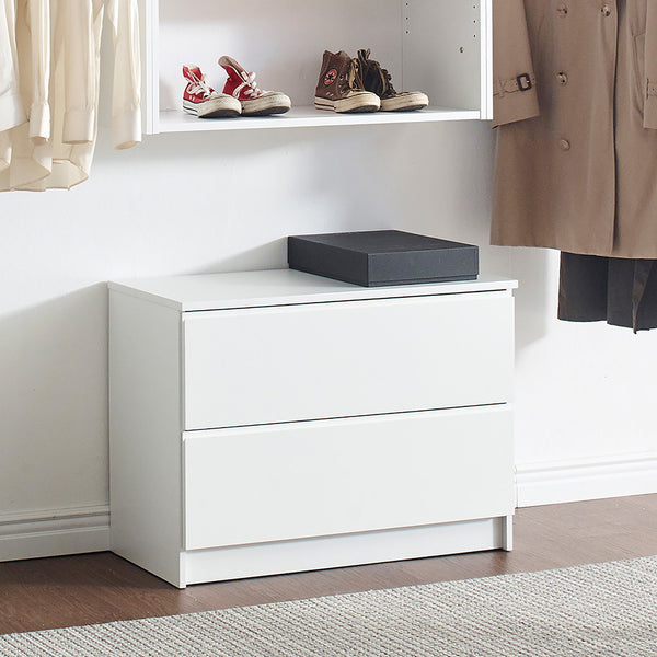 English Elm Devi White Wall Mounted Wood Closet System with Oak Finish, Durable Melamine, Ample Modular Storage B040S00113