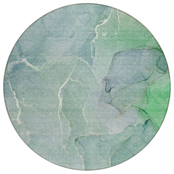 HomeRoots 5' Beige Abstract Area Rug - Washable, Non-Skid Design for Indoor & Outdoor Use, Easy Care & Stylish 8' Round 559943