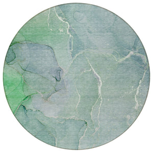 HomeRoots 5' Beige Abstract Area Rug - Washable, Non-Skid Design for Indoor & Outdoor Use, Easy Care & Stylish 8' Round 559943