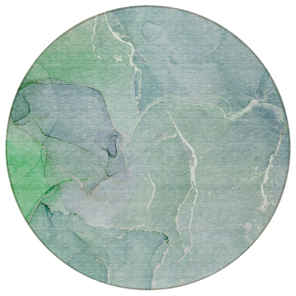 HomeRoots 5' Beige Abstract Area Rug - Washable, Non-Skid Design for Indoor & Outdoor Use, Easy Care & Stylish 8' Round 559943
