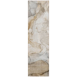 Homeroots 8' Runner Beige Abstract Washable Non Skid Indoor Outdoor Runner Rug Beige Polyester 559948