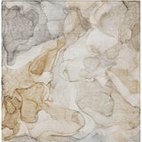 Homeroots 3' X 5' Beige Abstract Washable Non Skid Indoor Outdoor Area Rug Beige Polyester 559950