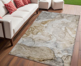 Homeroots 5' X 8' Beige Abstract Washable Non Skid Indoor Outdoor Area Rug Beige Polyester 559951