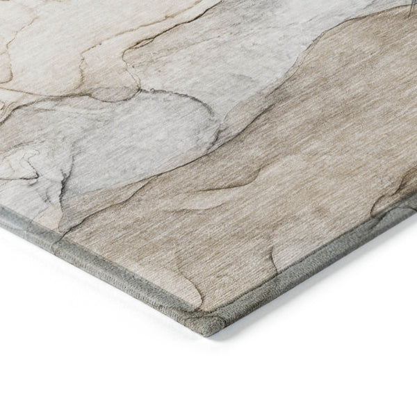 HomeRoots 5' Beige Abstract Area Rug - Washable, Non-Skid, Stain-Resistant Design for Indoor & Outdoor Use 8' X 10' 559953