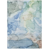 Homeroots 3' X 5' Blue Abstract Washable Non Skid Indoor Outdoor Area Rug Blue Polyester 559959